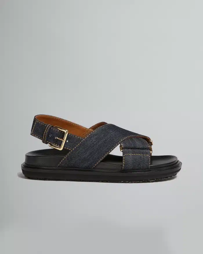 Marni Blue Denim Criss Sandals