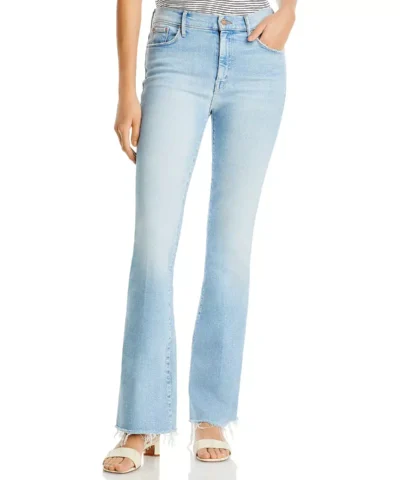 Mother The Weekender Frayed Mid-Rise Flared Jeans