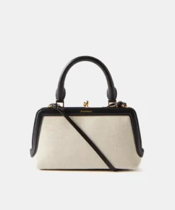 Jil Sander Mini Leather-Trim Canvas Handbag