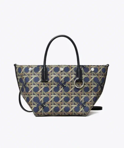 Tory Burch Small Canvas Basketweave Tote Bag
