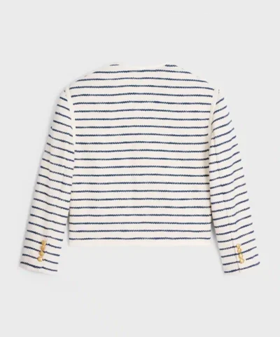 Alternative view of Celine Cardigan Jacket With Leather Details In Striped Cotton