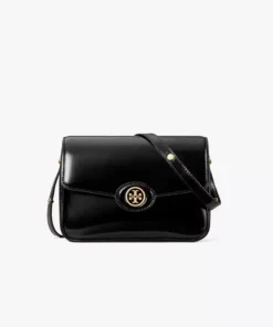 Tory Burch Robinson Spazzolato Convertible Shoulder Bag Black