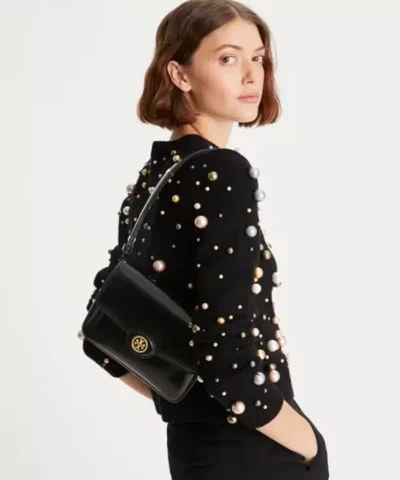 Alternative view of Tory Burch Robinson Spazzolato Convertible Shoulder Bag Black