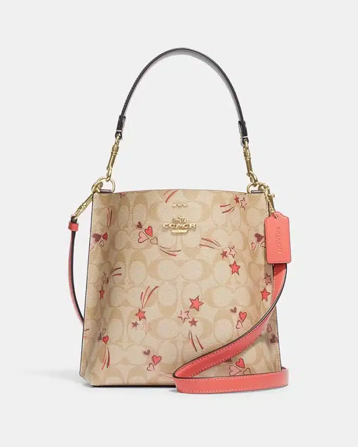 Coach Mollie Bucket Bag 22 In Signature Canvas With Heart And Star Print