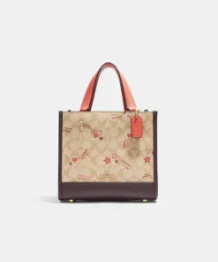 Coach Dempsey Tote 22 In Signature Canvas With Heart And Star Print