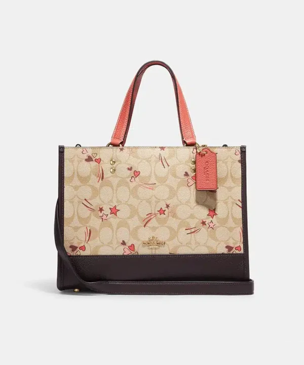 Coach Dempsey Carryall In Signature Canvas With Heart And Star Print