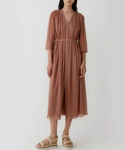 Noralux Belted Silk V-Neck Shirtdress