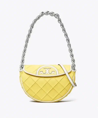 Tory Burch Mini Fleming Soft Patent Border Crescent Bag