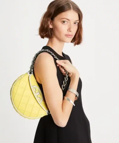 Alternative view of Tory Burch Mini Fleming Soft Patent Border Crescent Bag