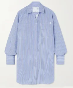 Sacai Thomas Mason Embroidered Striped Cotton-Poplin Shirt