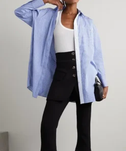 Alternative view of Sacai Thomas Mason Embroidered Striped Cotton-Poplin Shirt