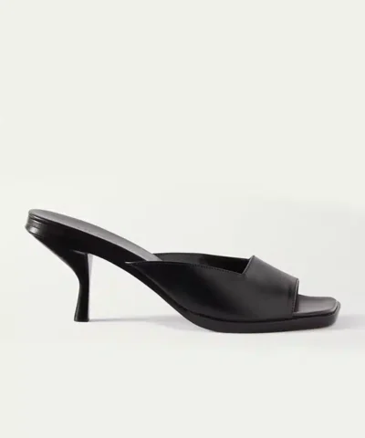 The Row Lauren Leather Kitten-Heel Mules