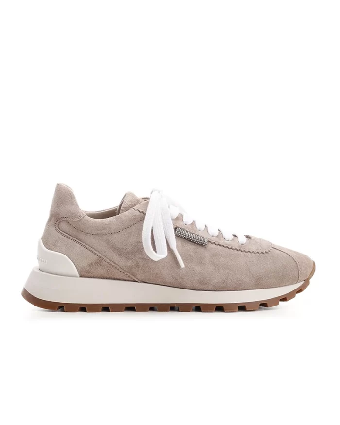 Brunello Cucinelli Bead-Embellished Suede Sneakers