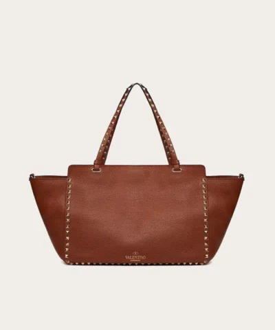 Alternative view of Valentino Garavani Medium Grainy Calfskin Rockstud Bag In Saddle Brown