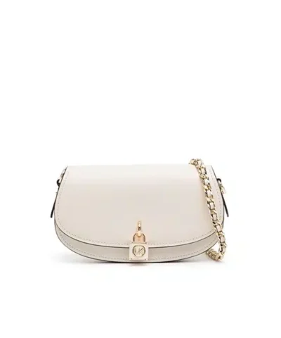 Michael Kors Mila Small Leather Shoulder Bag In Weiss
