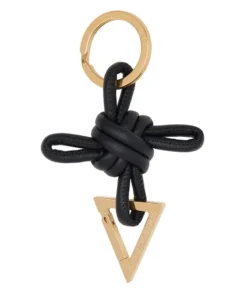 Alternative view of Bottega Veneta Knot Leather and Gold-Tone Keyring