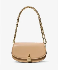 Michael Kors Mila Small Leather Shoulder Bag In Camel
