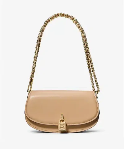 Michael Kors Mila Small Leather Shoulder Bag In Camel