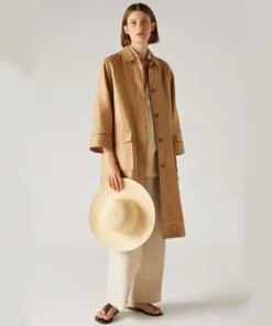 Alternative view of Loro Piana Rufus Leather-Trimmed Coated-Linen Coat