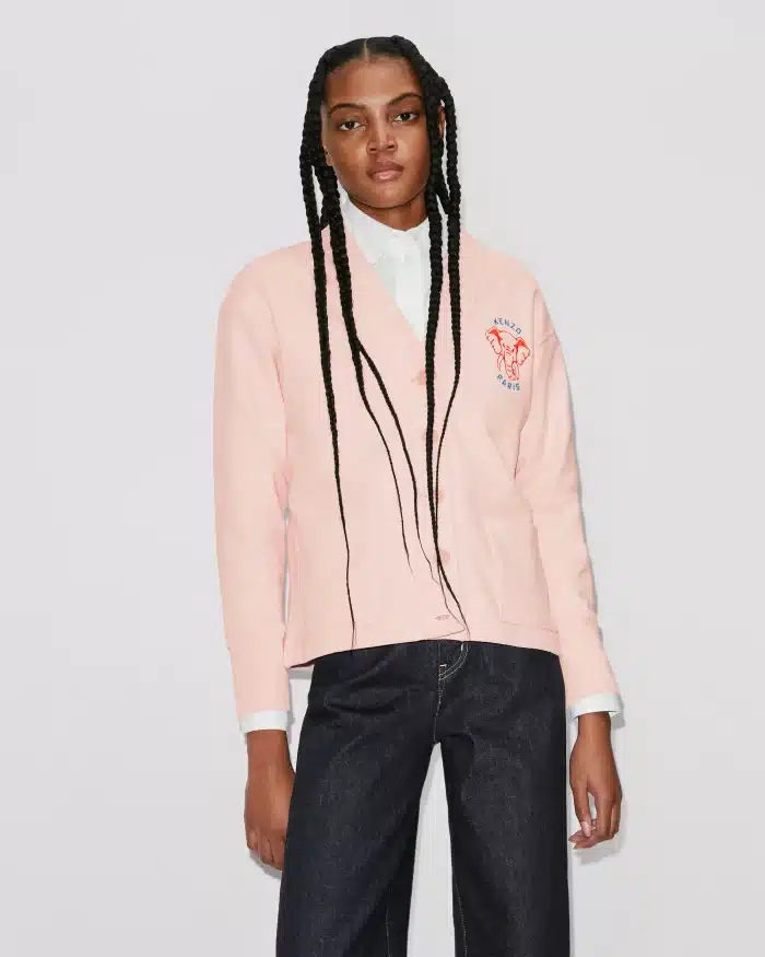 Kenzo Elephant 'Varsity Jungle' Cardigan In Faded Pink - Image 4
