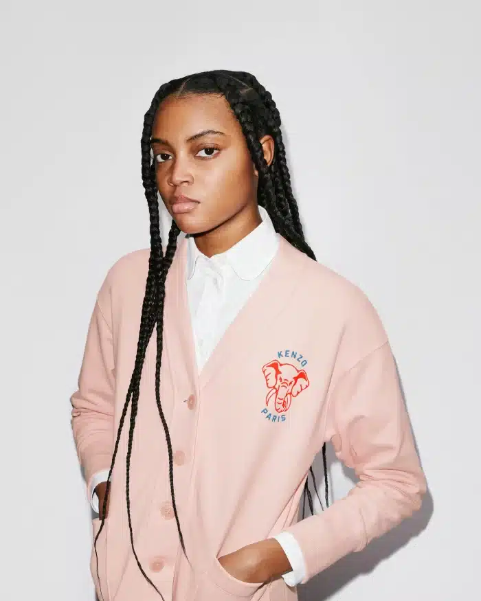 Kenzo Elephant 'Varsity Jungle' Cardigan In Faded Pink - Image 6