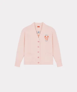 Kenzo Elephant 'Varsity Jungle' Cardigan In Faded Pink