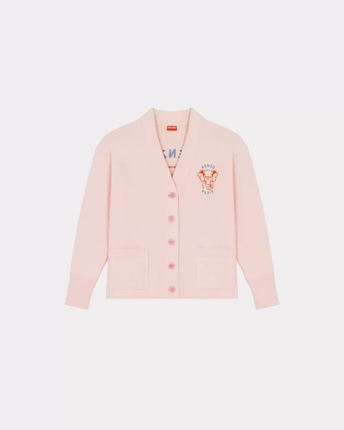 Kenzo Elephant 'Varsity Jungle' Cardigan In Faded Pink