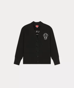 Kenzo Elephant 'Varsity Jungle' Cardigan In Black