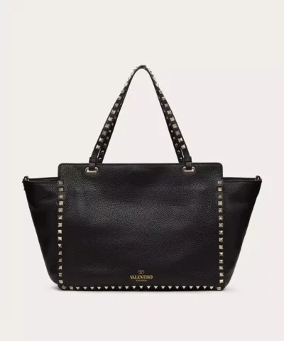 Alternative view of Valentino Garavani Medium Grainy Calfskin Rockstud Bag In Black