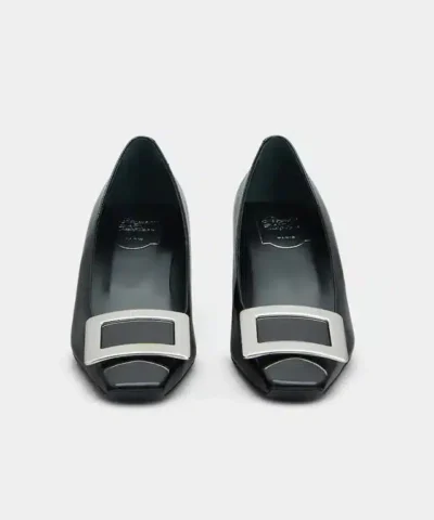 Alternative view of Roger Vivier Belle Vivier Metal Buckle Pumps in Black Patent Leather