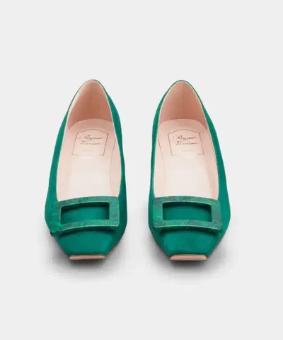 Alternative view of Roger Vivier Belle Vivier Stone Buckle Pumps in Green Suede