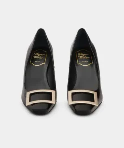 Alternative view of Roger Vivier Trompette Metal Buckle Pumps in Black Patent Leather