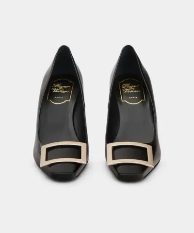 Alternative view of Roger Vivier Trompette Metal Buckle Pumps in Black Patent Leather