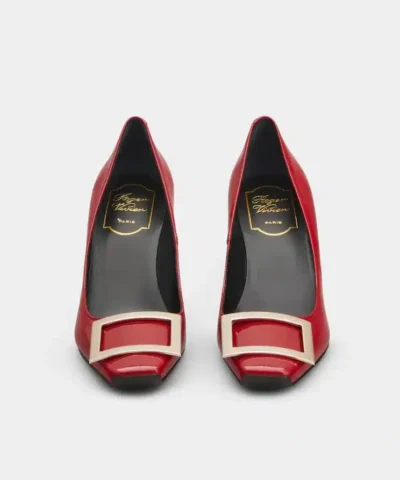 Alternative view of Roger Vivier Trompette Metal Buckle Pumps in Red Patent Leather