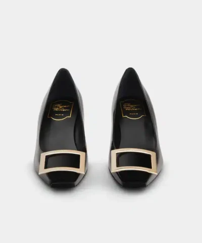Alternative view of Roger Vivier Trompette Metal Buckle Pumps in Black Patent Leather