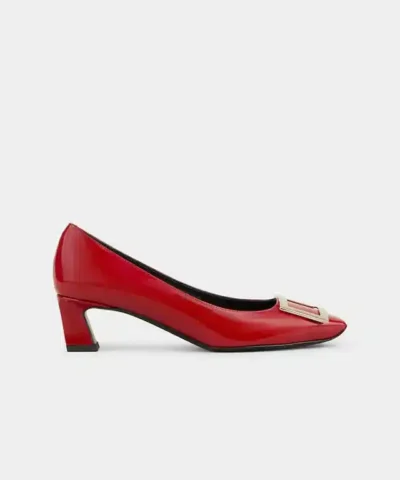 Roger Vivier Trompette Metal Buckle Pumps in Red Patent Leather