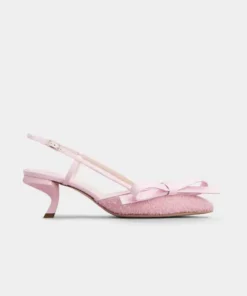 Roger Vivier Virgule Bow Slingback Pumps in Pink Fabric