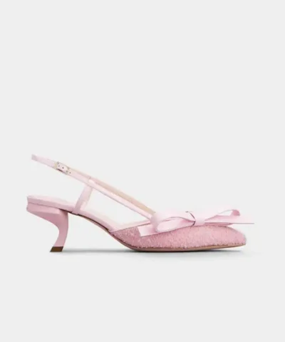 Roger Vivier Virgule Bow Slingback Pumps in Pink Fabric