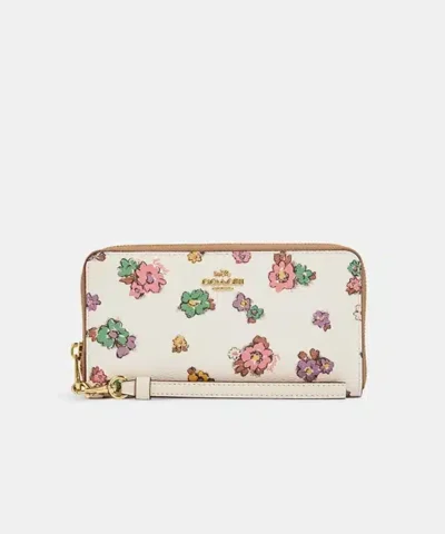 Coach Long Zip Around Wallet With Spaced Floral Field Print