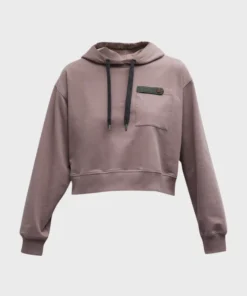 Brunello Cucinelli Monili-Tab Cotton Felpa Crop Hoodie