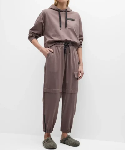 Alternative view of Brunello Cucinelli Monili-Tab Cotton Felpa Crop Hoodie