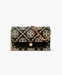 Tory Burch T Monogram Contrast Embossed Chain Wallet