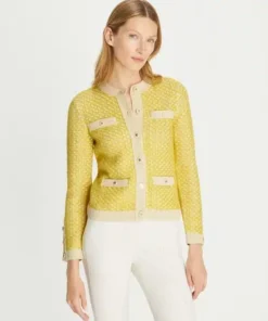 Tory Burch Linen Tweed Kendra Cardigan
