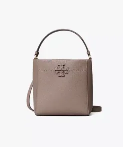 Tory Burch Small Mcgraw Bucket Bag In Silver Maple