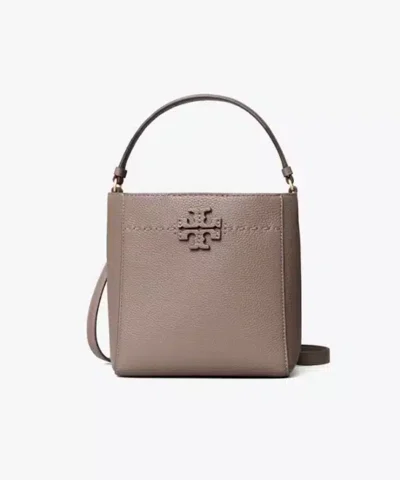 Tory Burch Small Mcgraw Bucket Bag In Silver Maple