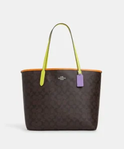 Coach City Tote In Colorblock Signature Canvas