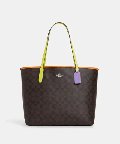 Coach City Tote In Colorblock Signature Canvas