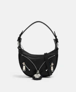 Versace Mini Repeat Hobo Bag In Black