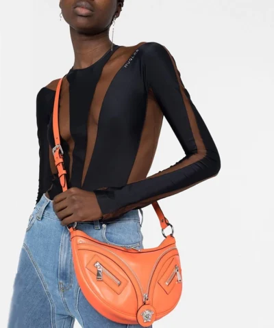 Alternative view of Versace Small Repeat Hobo Bag In Orange