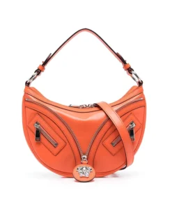 Versace Small Repeat Hobo Bag In Orange